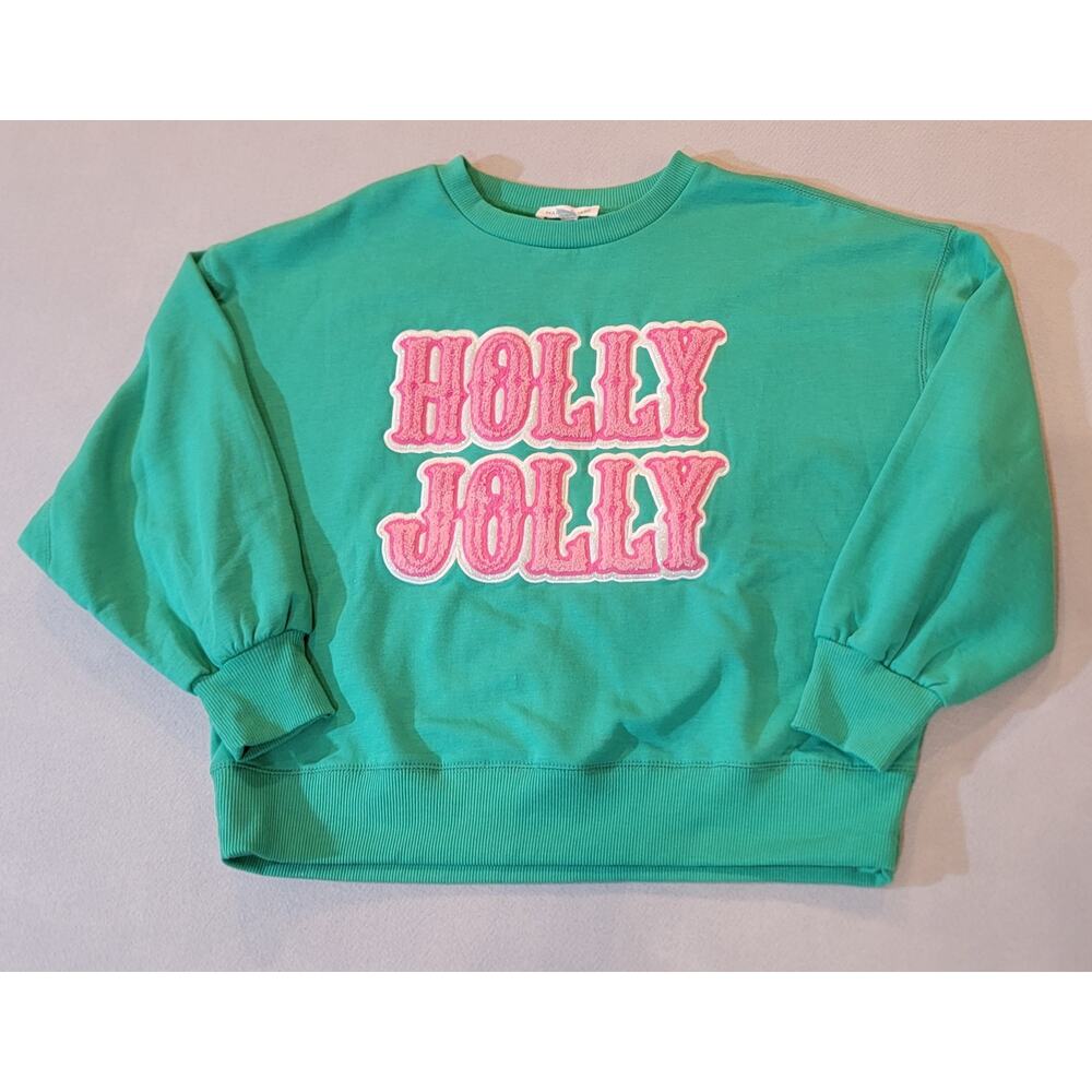 Mary Square Holly Jolly Pink Sequin Christmas Sweatshirt - Small